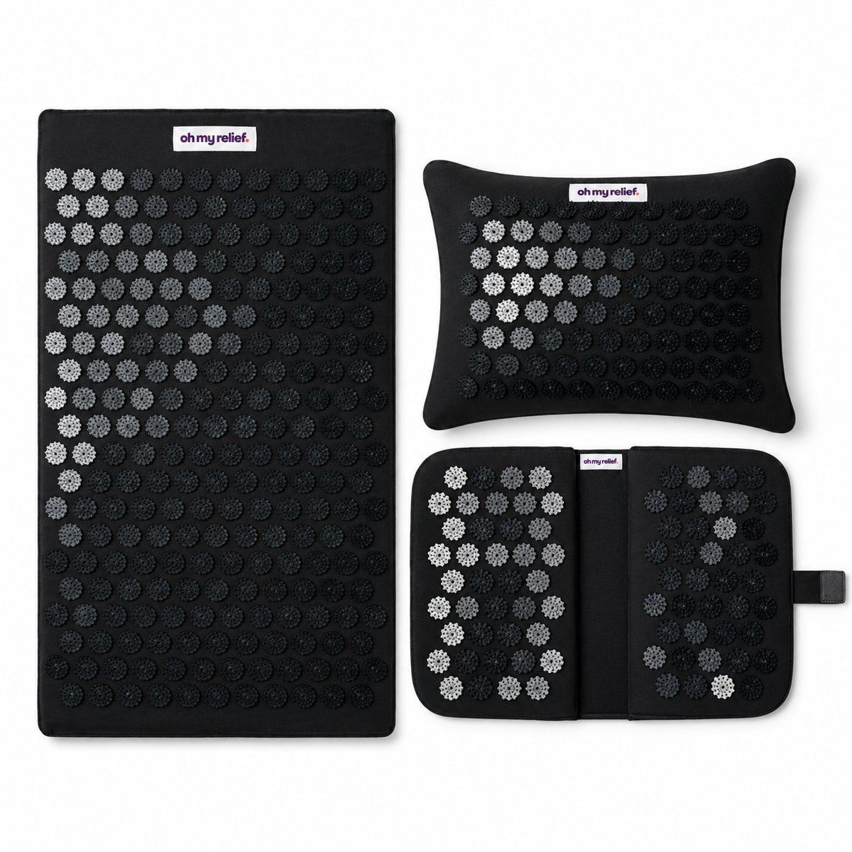 Oh My Relief black mat, pillow and foot pad bundle